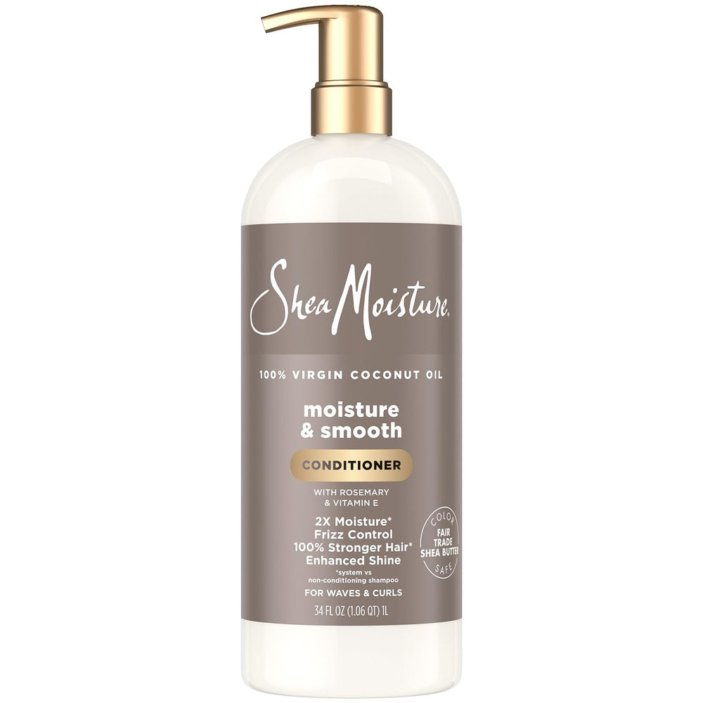 SheaMoisture Moisture & Smooth conditioner bottle with pump for easy, long-lasting hydration.