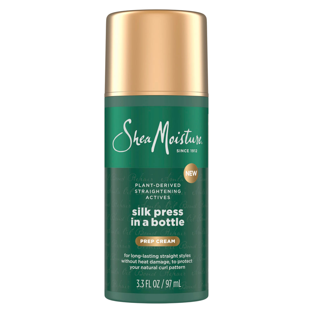 Producto SheaMoisture Silk Press Prep en envase, ideal para iniciar la rutina sin dañar el cabello.