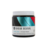 Shear Revival Crystal Lake jar closeup highlighting natural ingredients for lightweight hold and hydration