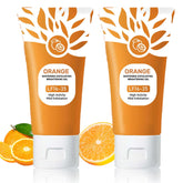 Sheghy exfoliante gel naranja, botella vertiendo para limpieza de poros.