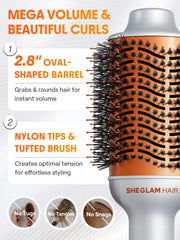 SHEGLAM 4-in-1 hot air brush gloss-pro coating on ceramic surface for shine.