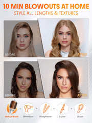 SHEGLAM 4-in-1 hot air brush in use demonstrates drying and styling in one pass.