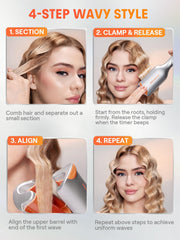 SHEGLAM Beach Babe Waver close-up shows heat barrels for voluminous waves.