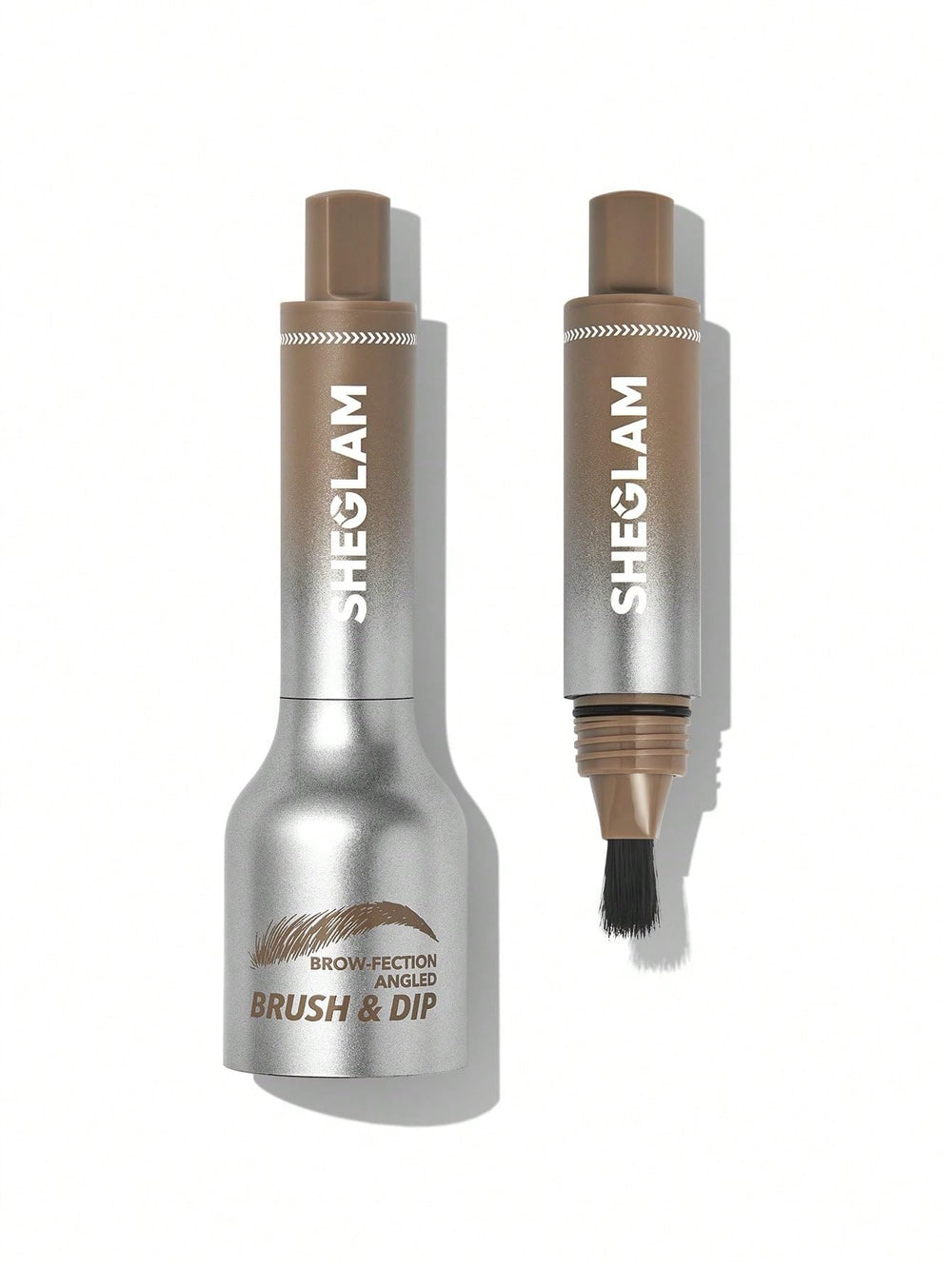 SHEGLAM Brow-Fection angled-square brush for quick, natural brow filling.