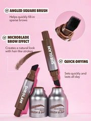 SHEGLAM Brow-Fection dip upgraded brow pen closeup shows microblade-like strokes.