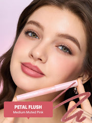 SHEGLAM Cloudline Blur Lip Liner swatch Petal Flush demonstrates long-lasting color.