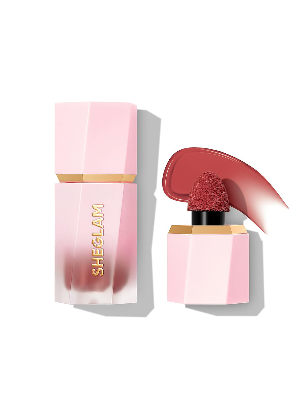 SHEGLAM Color Bloom liquid blush bottle close-up highlighting hydrating formula
