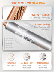 SHEGLAM hot comb LCD display shows precise heat settings for tailored styling