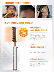 SHEGLAM hot comb wide plates close-up for faster straightening