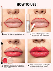 SHEGLAM Lip Dazzler glitter close-up highlights fine sparkles for bold color.