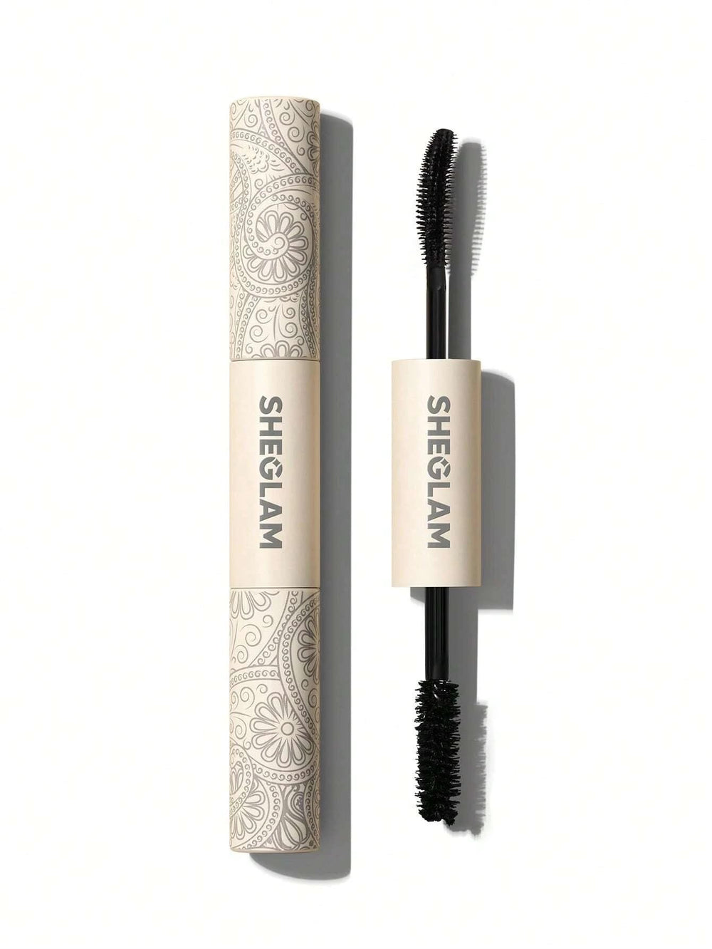 SHEGLAM máscara 2 en 1 con cepillo curvado para volumen y longitud.