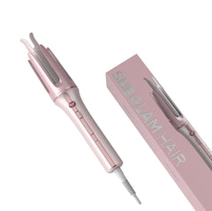 SHEGLAM pink curling iron 1 inch front view for smooth waves and easy styling
