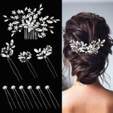 SHEHARUHI pin pelo cristal novia plata, brillo elegante para novia