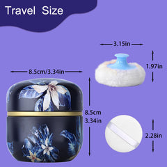 Removable lid design helps prevent spills and keeps powder tidy.