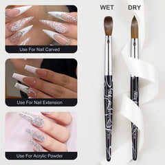 Shine Chance brush with black marble handle for comfortable grip.