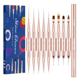 Shine Chance rosegold nail art brushes set for precise liner work