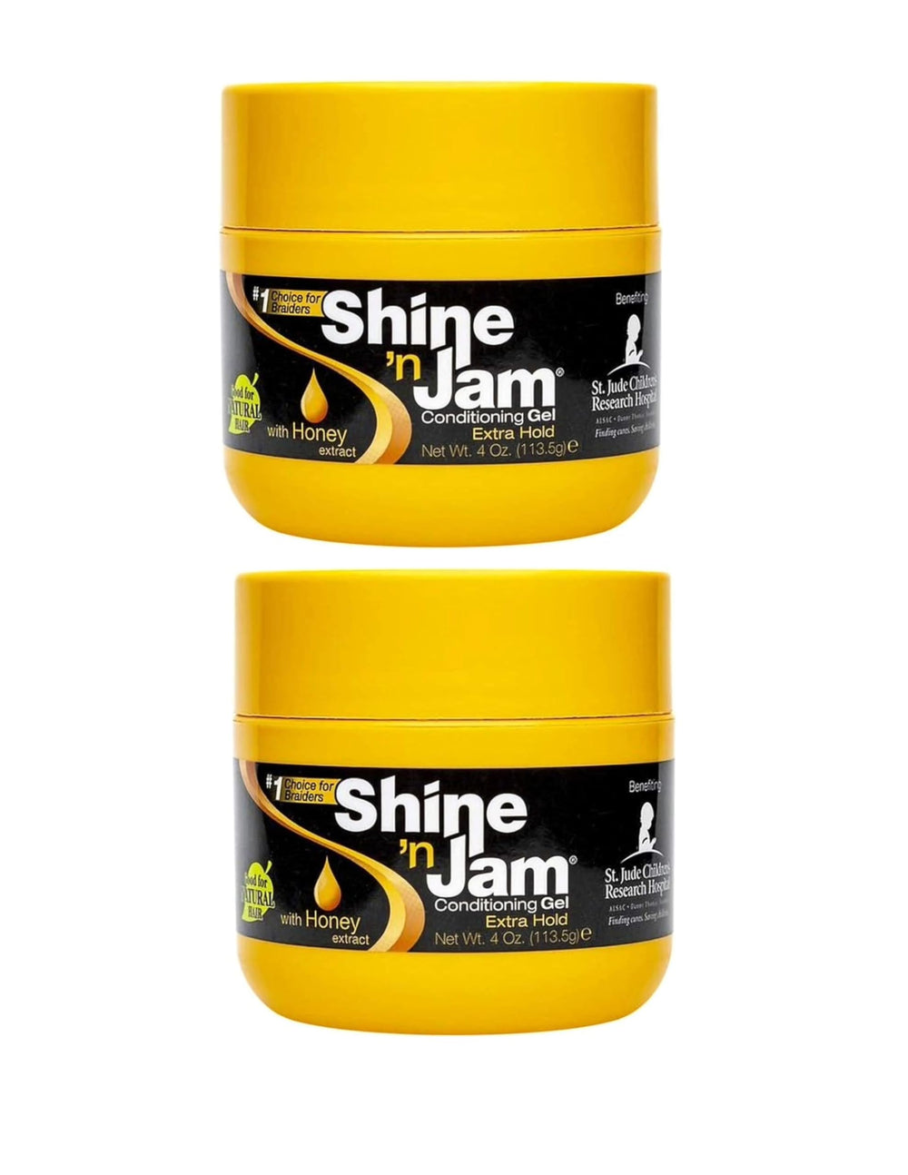 Shine N Jam bottle 4 oz shows extra hold gel for smooth styles.