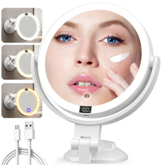 Shinowa makeup mirror with lights provides 20X magnification for precise detail work
