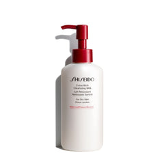 Shiseido Extra Rich Cleansing Milk bottle with pump, gentle cleanse for dry skin.