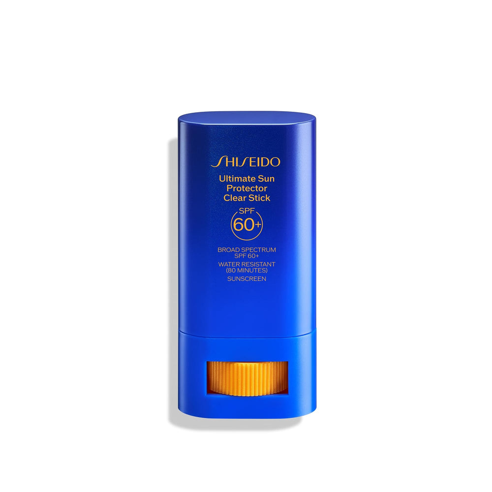Shiseido Ultimate Sun Protector Clear Stick on face provides invisible SPF with a weightless finish.