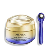 Shiseido Vital Perfection eye cream bottle closeup highlighting hydration benefits