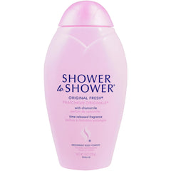 Shower To Shower Original Fresh Powder bottle on vanity for all-day confidence.