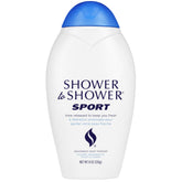 Shower To Shower sport powder bottle being poured for long-lasting freshness
