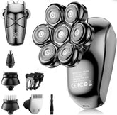 SHPAVVER head shaver 5in1 kit enables quick, smooth bald head grooming with multiple heads.