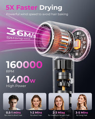 SHRATE professional hair dryer side view for portable styling