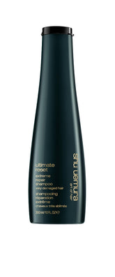 shu uemura art of hair Ultimate Reset bottle pour showing gentle cleansing for damaged hair