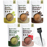 Shudh Online polvo mascarilla cabello con bhringraj, favorece fortalecimiento suave