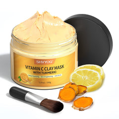 SHVYOG Mascarilla de arcilla Kaolín con cúrcuma y vitamina C, envase visible para limpieza profunda.