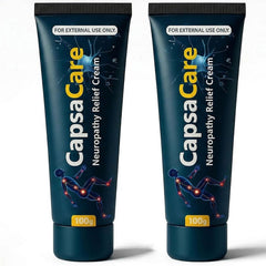 Shwfhi Capsacare bottle close-up highlighting quick-absorbing soothing formula.