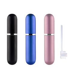 SHxxyljh travel atomisers in black, blue, and champagne for easy packing.