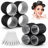 Shynek self-grip rollers set in rose red and purple for at-home styling.