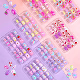 uñas postizas shynek para niñas, 168 piezas, colores y diseños divertidos para decorar.