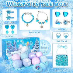 Eight scented bath bombs offer varied aromas for delightful bath time.