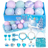 Siawoy kids bath bombs reveal surprise jewelry inside the colorful gift box.