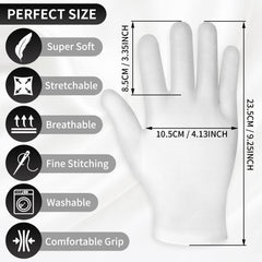 Guantes Sibba de algodón blanco, textura suave para comodidad diaria.