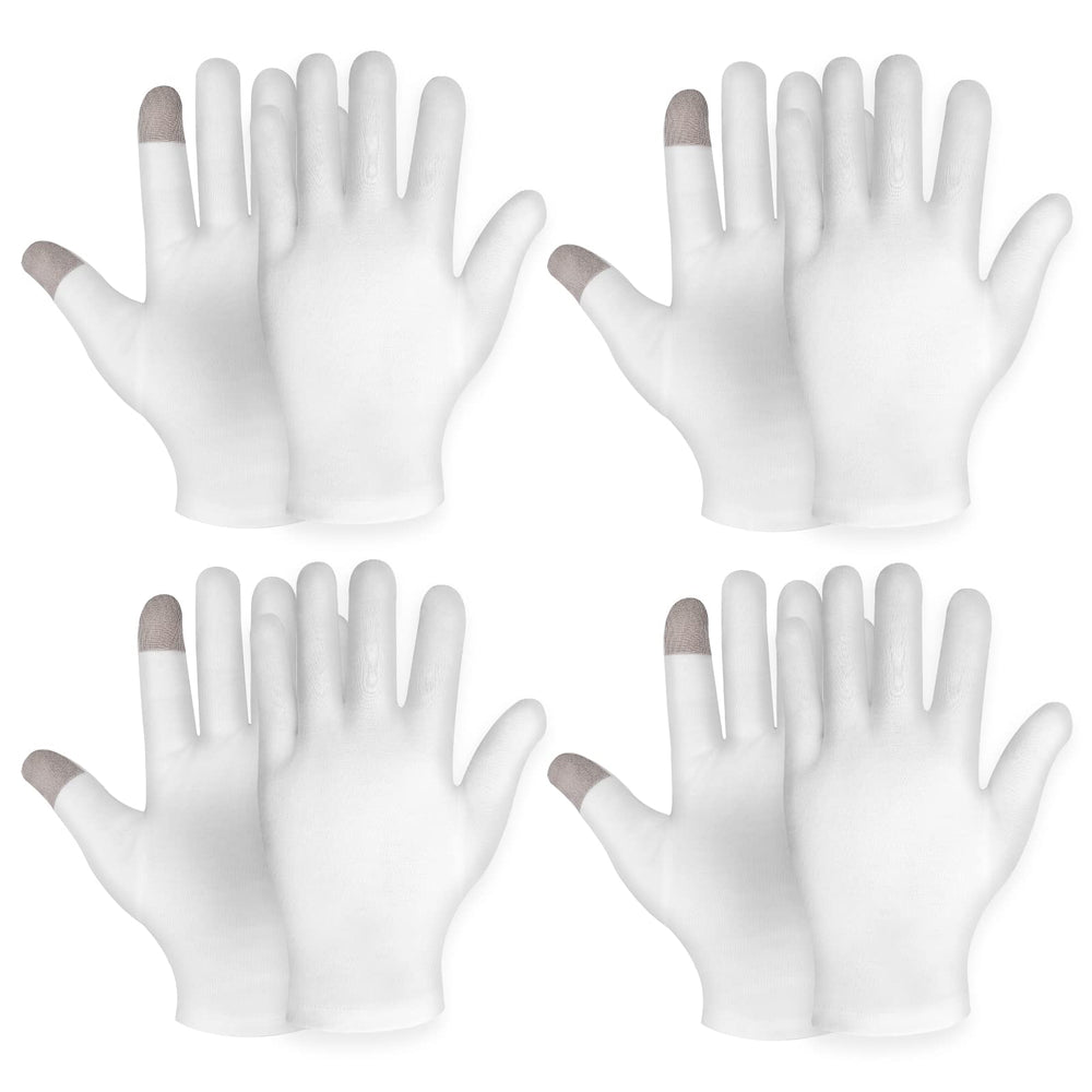 Guantes Sibba humectación algodón blancos: alivio suave para piel seca durante la noche.