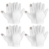 Guantes Sibba humectación algodón blancos: alivio suave para piel seca durante la noche.