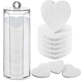 Sieral heart face sponges with container for convenient daily cleansing