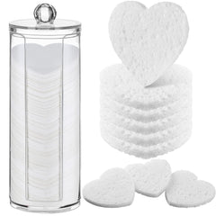 Sieral heart face sponges with container for convenient daily cleansing