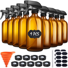 Sietpoek amber glass spray bottle 16oz set for versatile home refills.