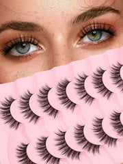 Siligli false lashes wispy eyelashes 12-16mm enhance natural daily look