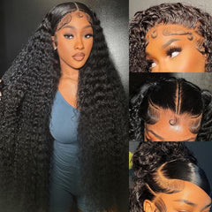 Silinli 200-density deep-wave lace-front wig for voluminous natural-looking style.