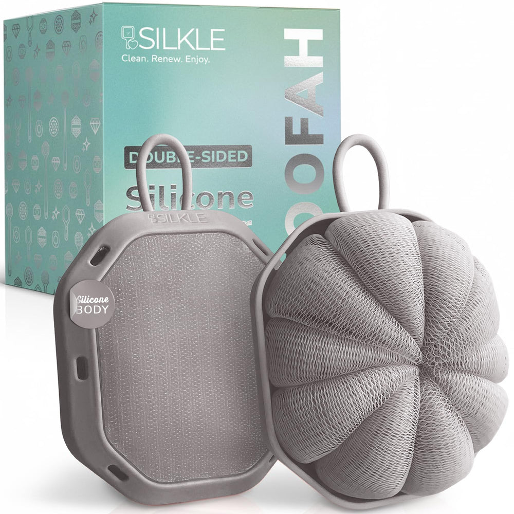 SILKLE double-sided loofah with soft mesh for rich lather