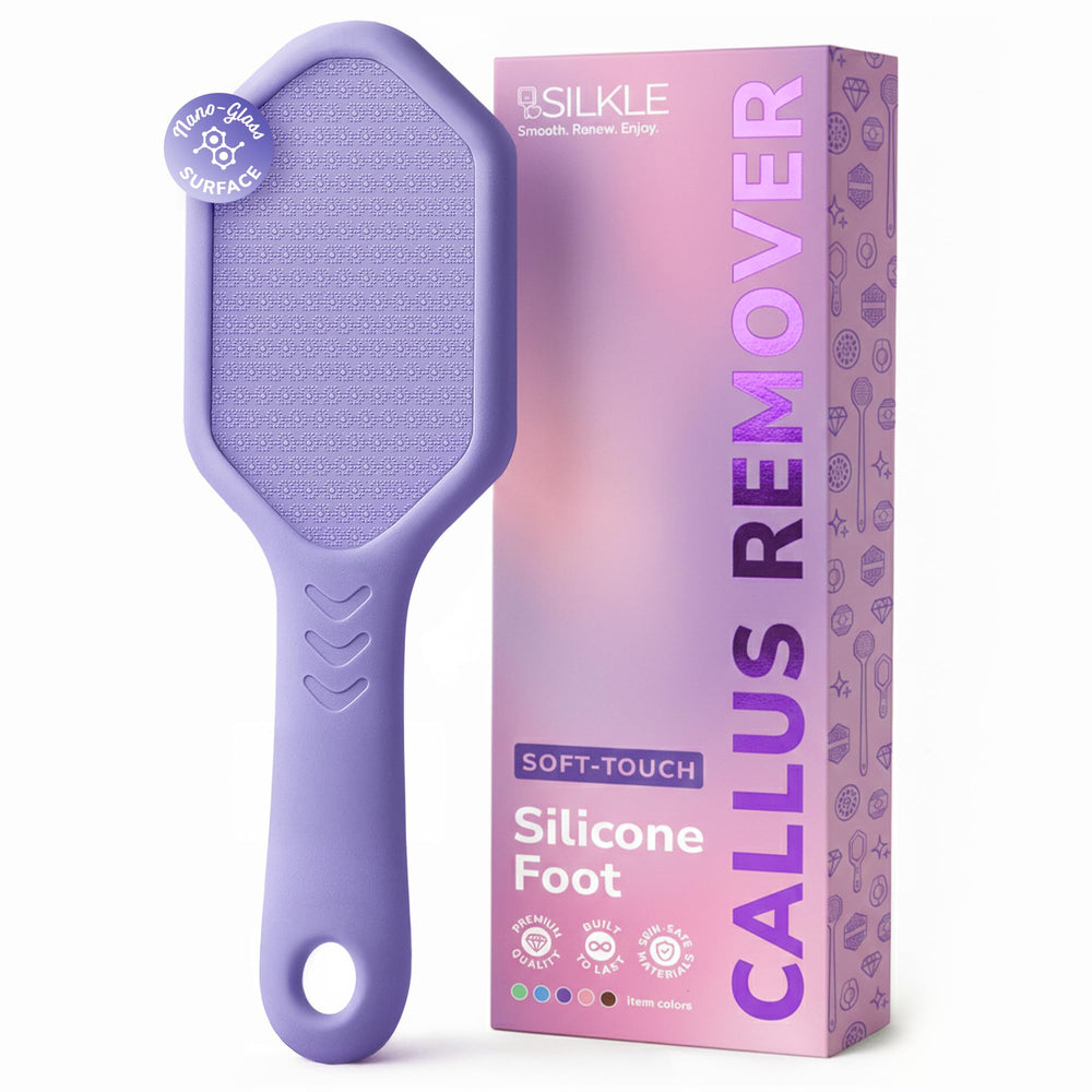 SILKLE Nano Glass Foot File in hand for gentle callus removal and silky feet.