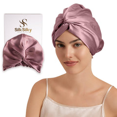 SilkSilky silk bonnet 22 Momme front view for gentle overnight frizz control