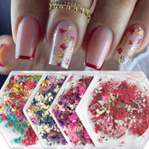 Silpecwee 4 boxes dried flower nail stickers for natural, colorful manicures